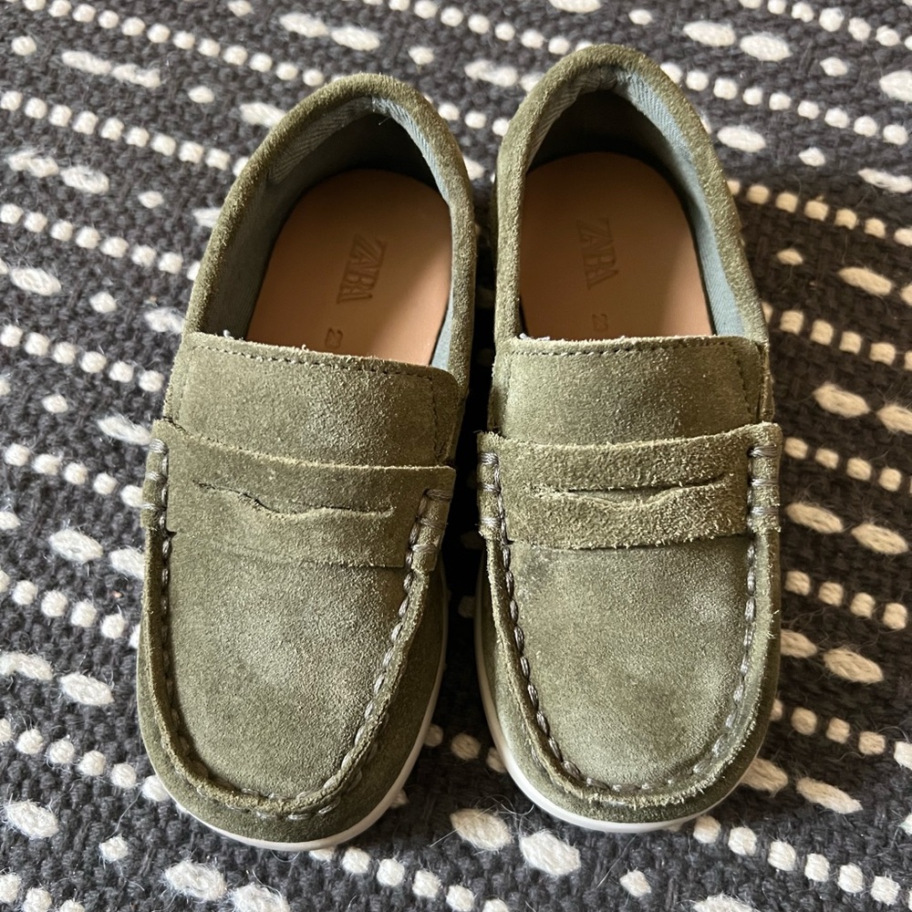 Zara Kids Green Suede Loafers